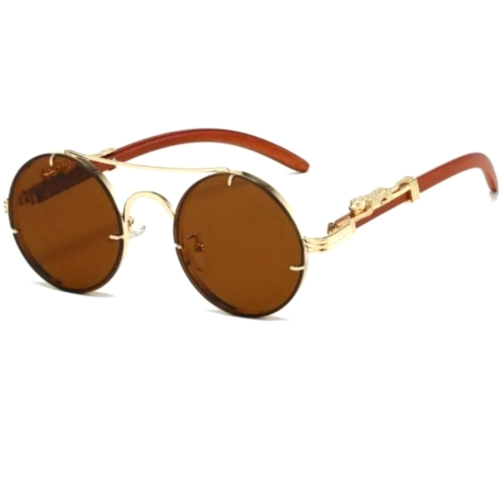 Elegant Gold and Brown Unisex Sunglasses for Stylish Accessory Lovers